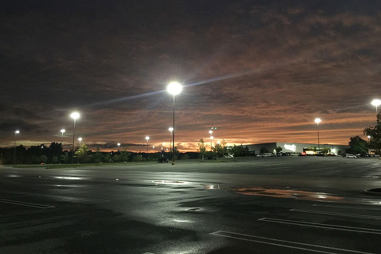 Empty Parking Lot at Night