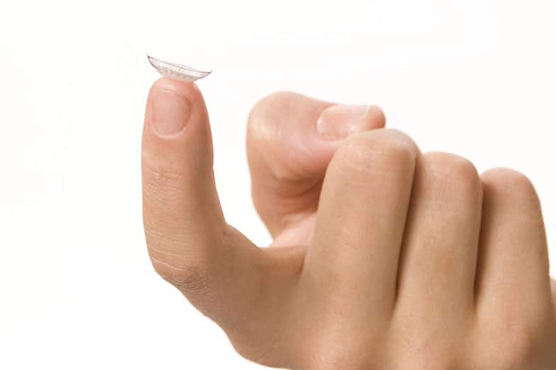 Holding a Contact Lens on Finger